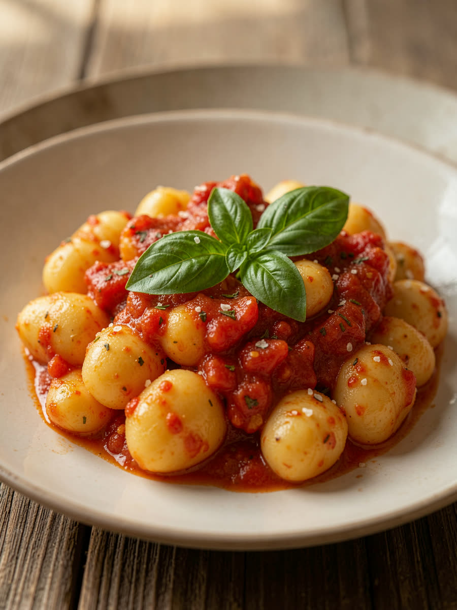 Nhoque ao sugo em prato fundo